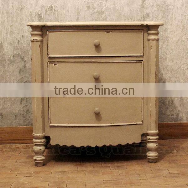 Antique Bedside Table With 3 Drawers - Adriana Nightstand Series