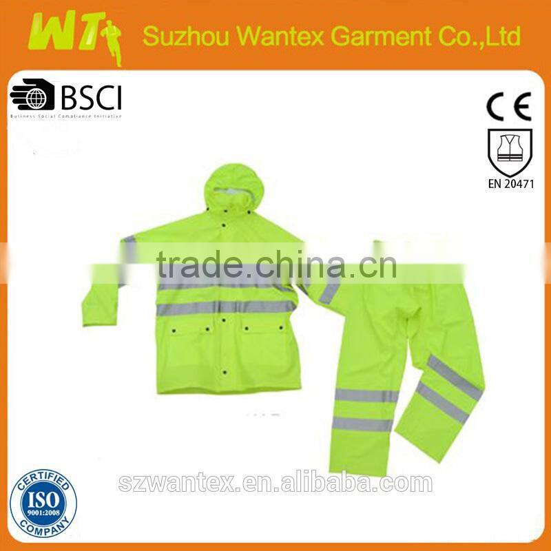new design hot hi vis 100% polyester Safety Rainsuits Raincoat/suits
