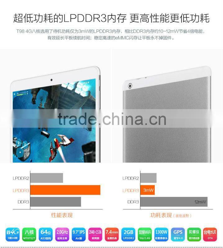 9.7 inch Teclast T98 octa core RAM 2GB ROM 16GB IPS Retina 2048*1536 Android 4.4 4G Phone Call tablet