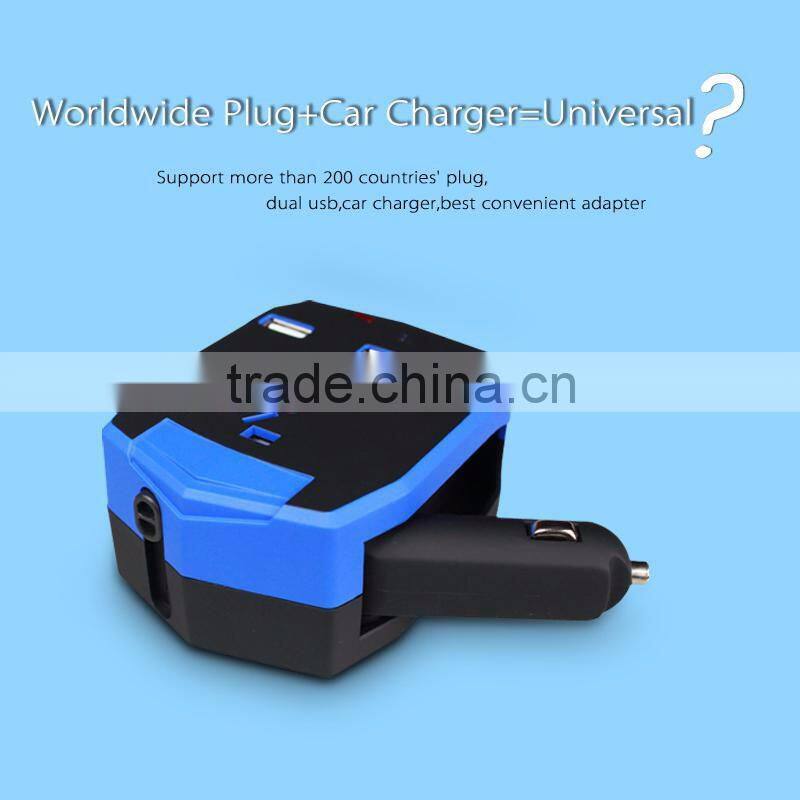 China Alibaba Hot Sale Universal Car Charger with Travel Adaptor and Wall Socket