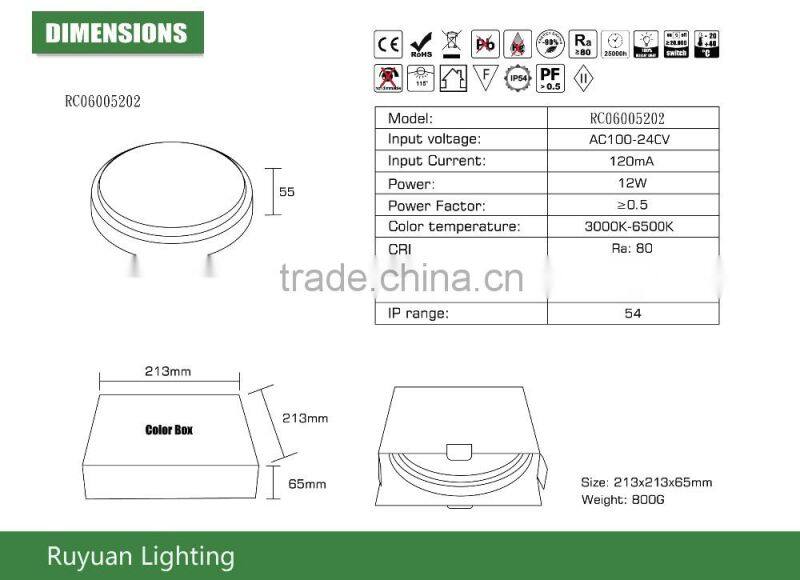 Round 12w 850lm bulkhead lamp