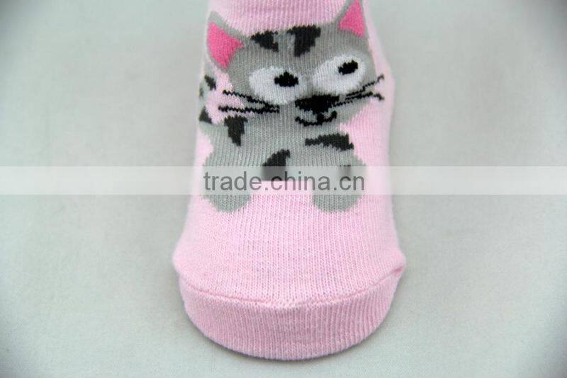 GSB-27 Bulk custom fashion cat design pink baby socks knitting