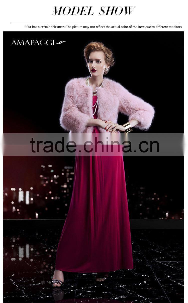 wholesale real pink fox fur jacket coat for women