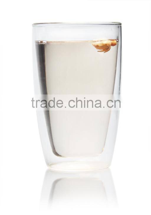 clear borosilicate glass double glass cup for factory