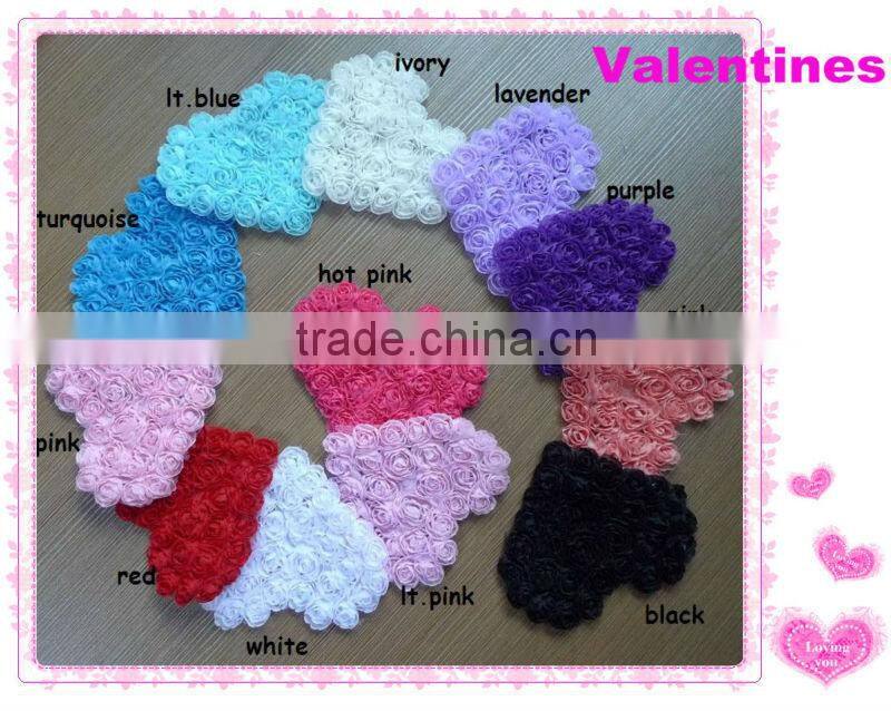 Printed heart shabby chiffon flower trim lovely flower decoration in stock
