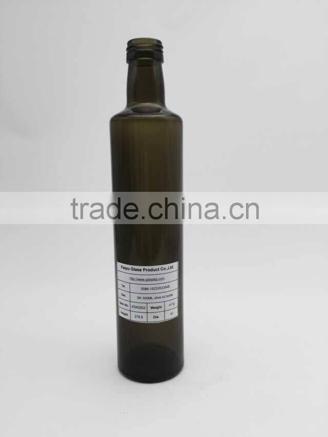 Wholesales 500ML Round Type Olive Oil Glass Bottle with Screw Cap Finish