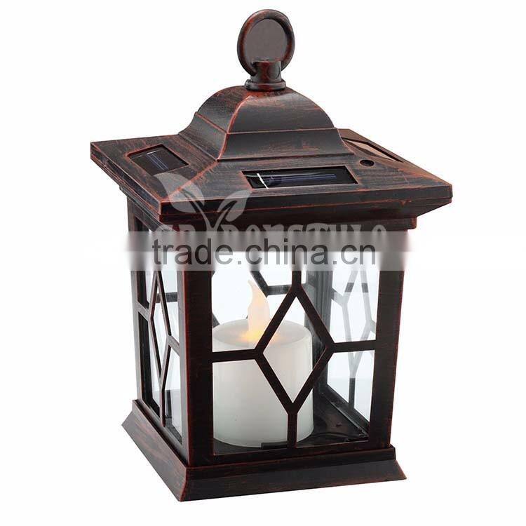Item No.60176 hand metal and candle warm white color LED light solar lantern
