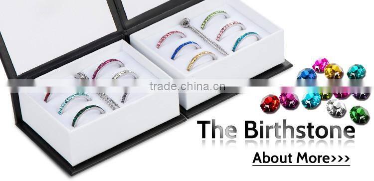 6 pieces Birthstone set crystal stainless stell bracelet with rings