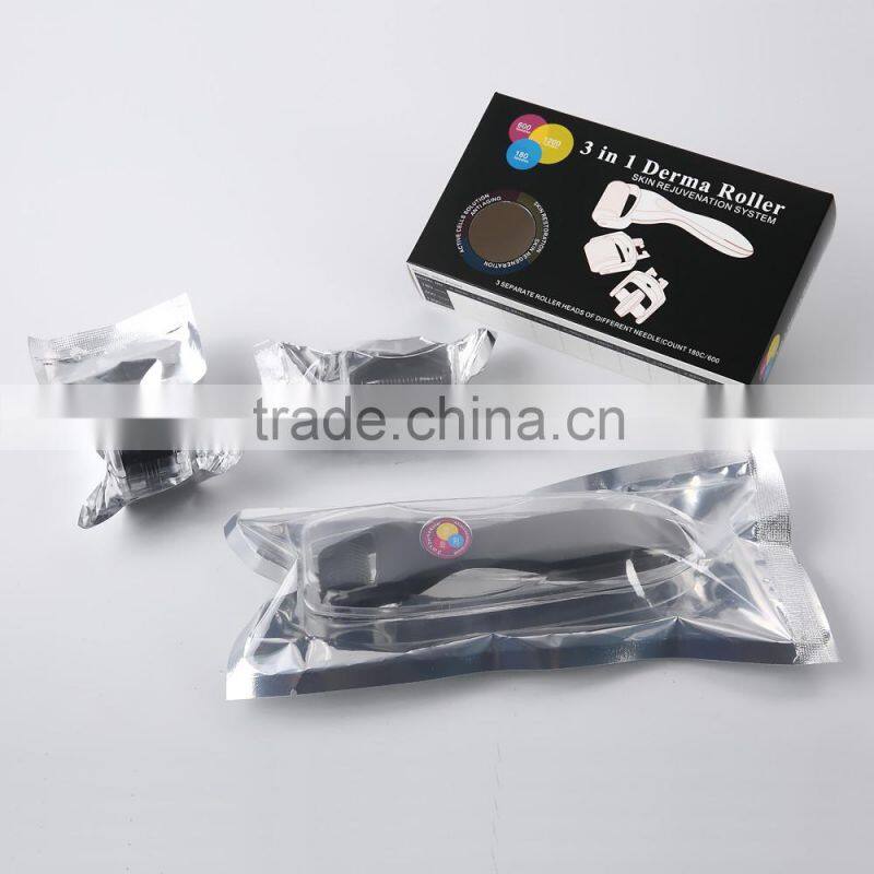 Bestsell 0.5/2.0/1.5mm Heads 3 in 1 Roller 180/600/1200 Micro Needles Skin Recovery