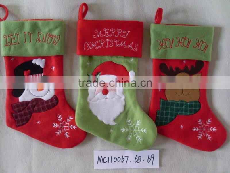 christmas sock with embroidery