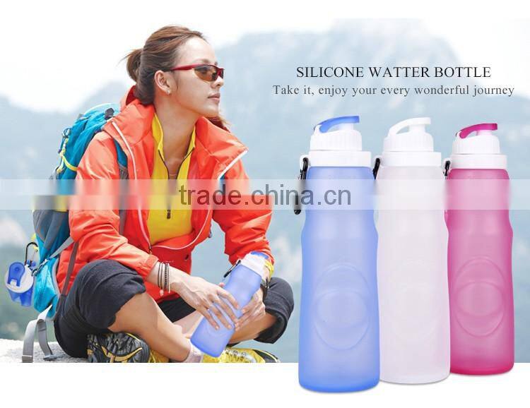 2017 New Silicone Foldable Water Bottle Gym Bottles Bike Water Bottles