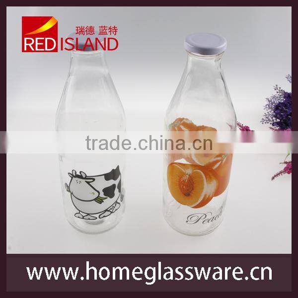 1L Vintage different patterns Glass Milk Bottles