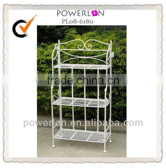 New folding 3-tier Antirust flower wrought iron corner shelf