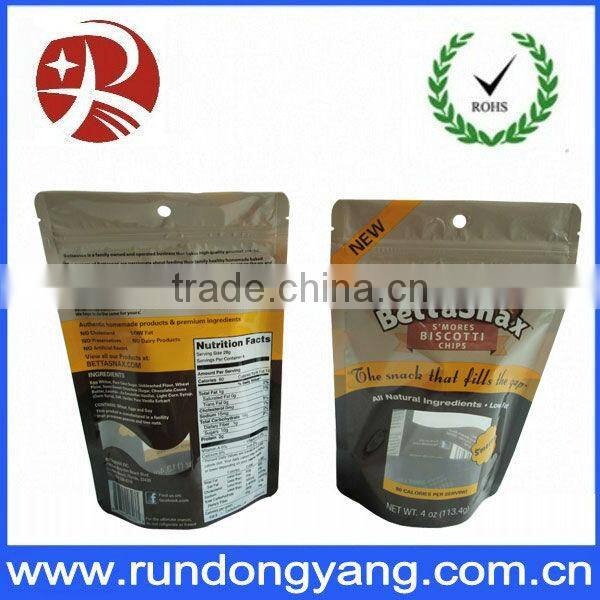 Plastic stand up bag for food cookies packing