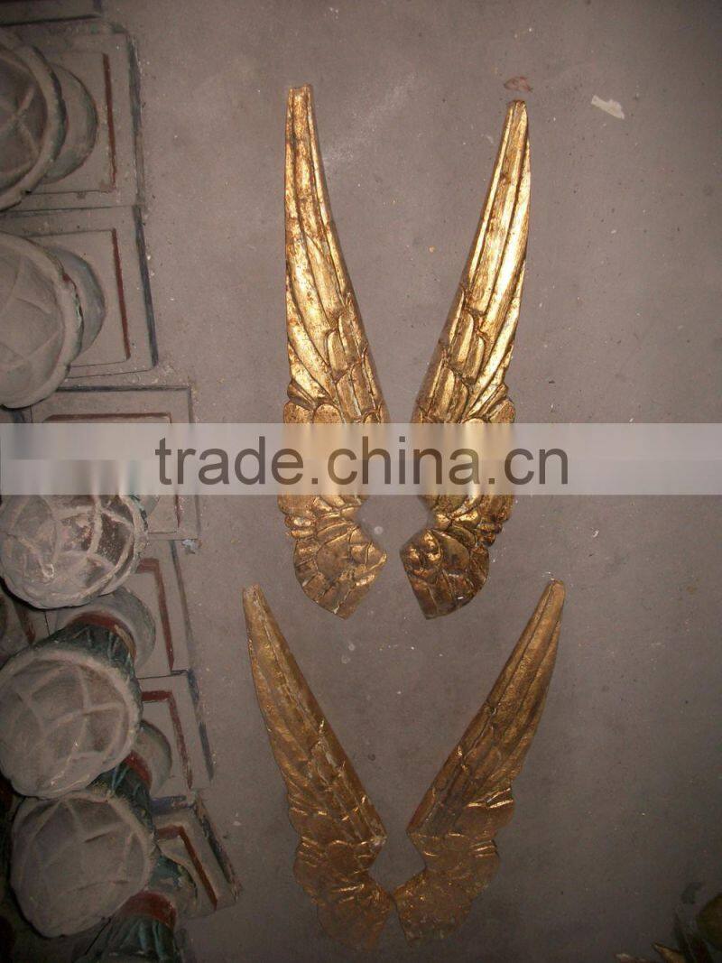 Antique hand carving gold wooden dance angel wings