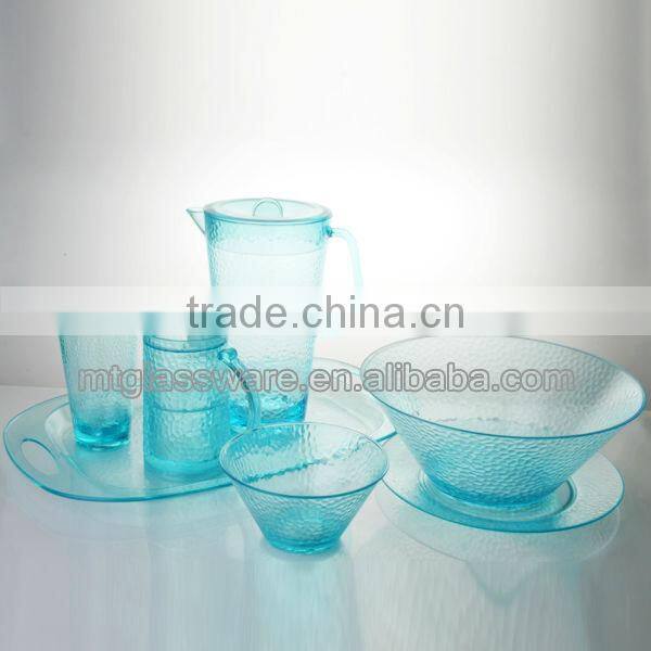 2015 high quality plastic drinking water set water pot and 4pcs water cup