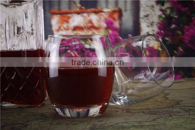 egg shape clear glass drinking cup for red wine and whiskey