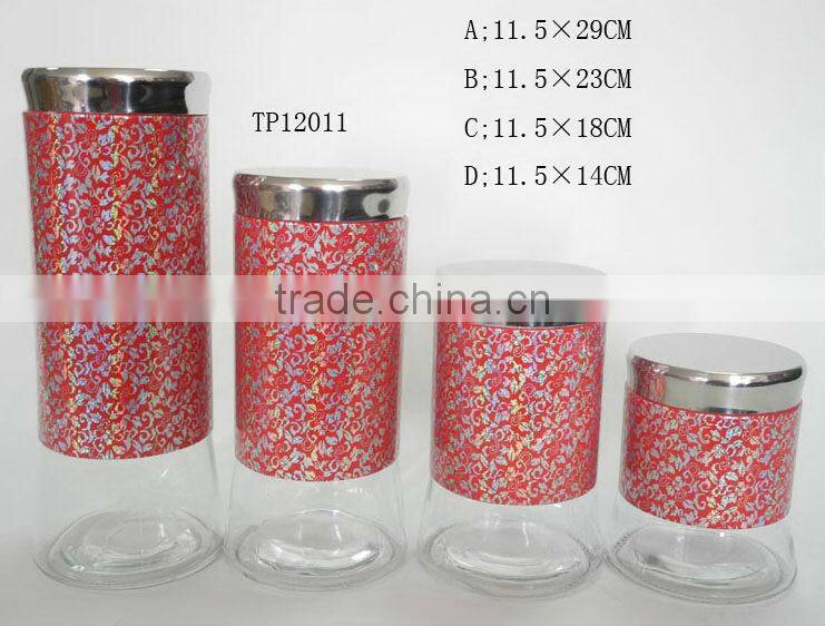 cylinder stainless steel coating wholesale glass chocolate tea coffee jars