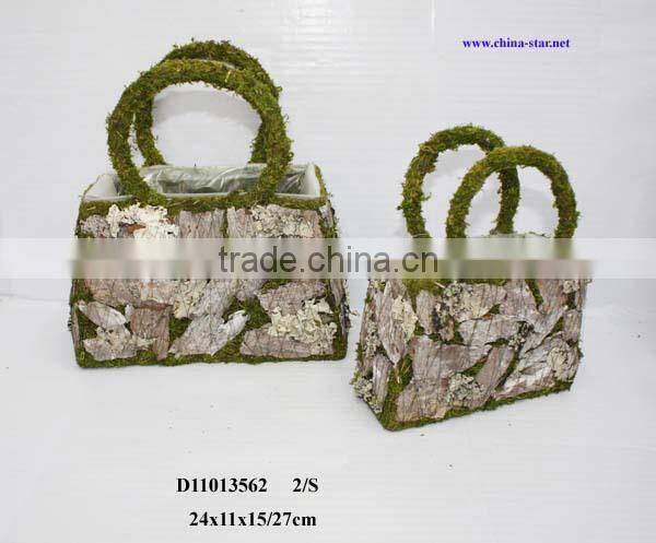 nature bark plant pot