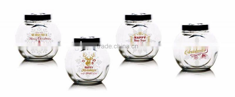 200ml 2000ml christmas deer printing glass storage jar food bottle coffe jar cookie jar sweet bottle