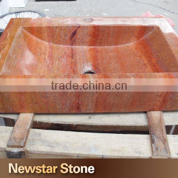 Made in China polished travertine natural stone outdoor sink