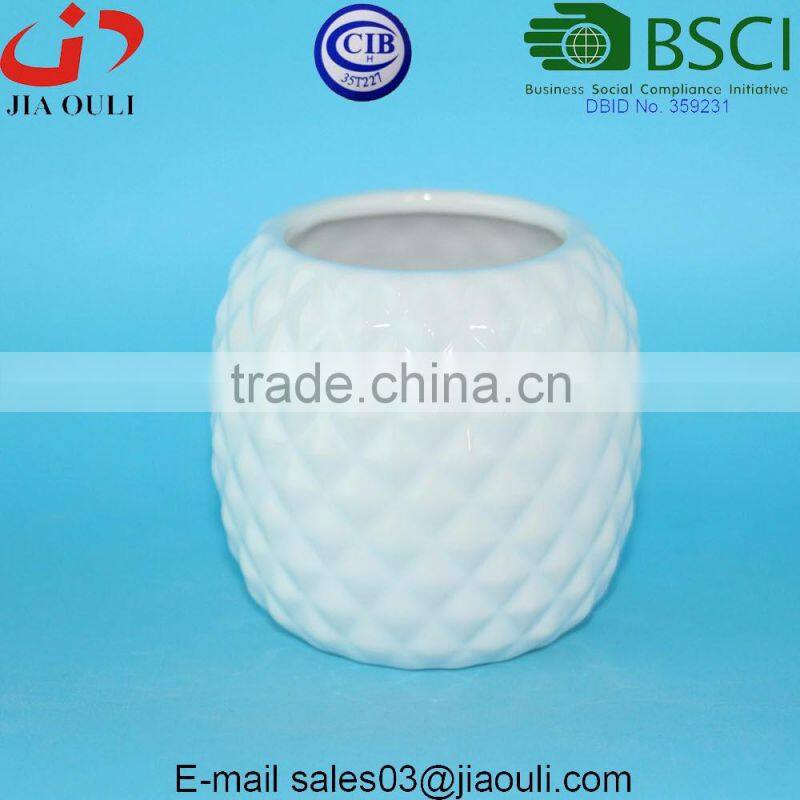 Grey sand surface ceramic Ball shape flower pot