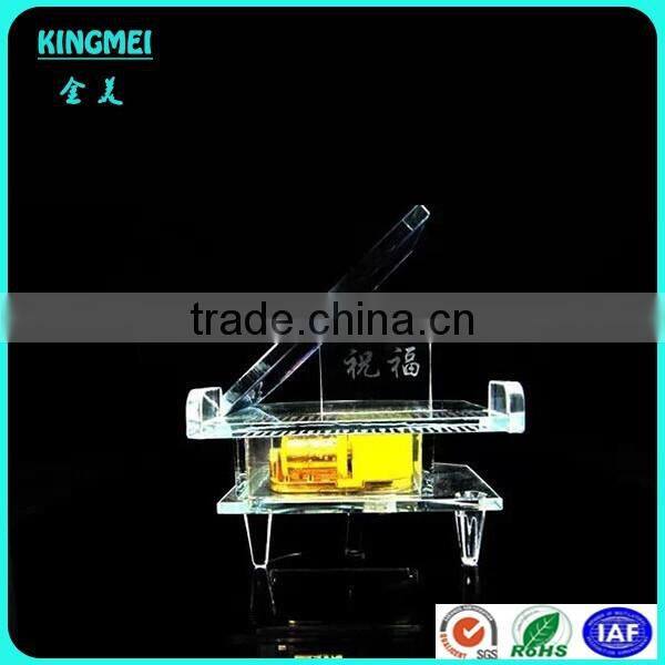 Custom wholesale clear crystal piano 3D laser piano music box gift