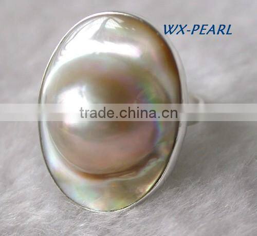 fashion lady pearl ring bowl ring tahitian pearl ring
