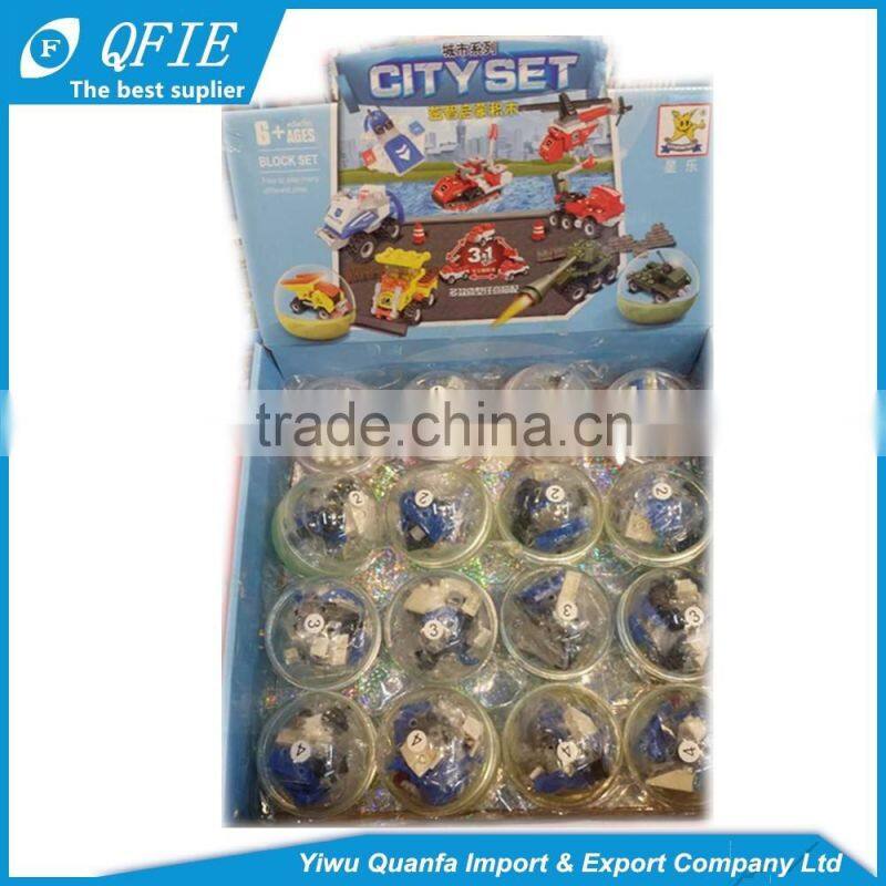 Wholesale educatioanal plastic mini diy assembly car toy with capsule