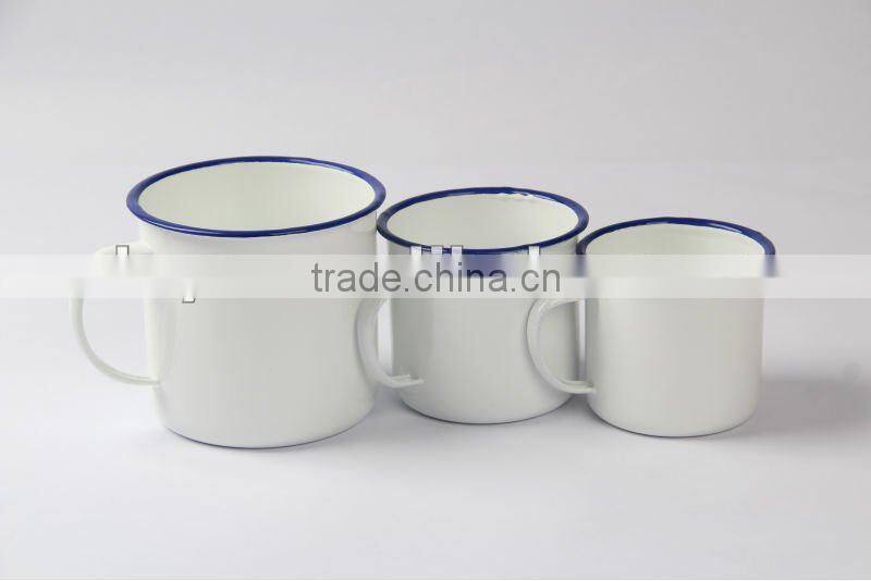 6/7/8/9/10/12cm GREEN carbon steel metal enamel mug plain