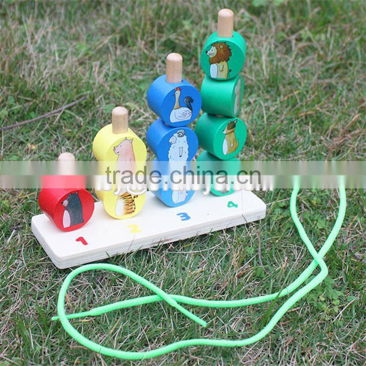 Colorful educational baby stacking toys wooden animal blocks W13D113