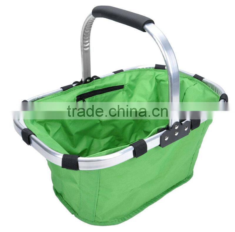 Small Double Layers Polyester Collapsible Market Shopping Tote & Picnic Basket(CBS032)