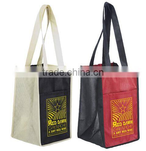 Sample available with logo printed 4 Bottle Wine Bag