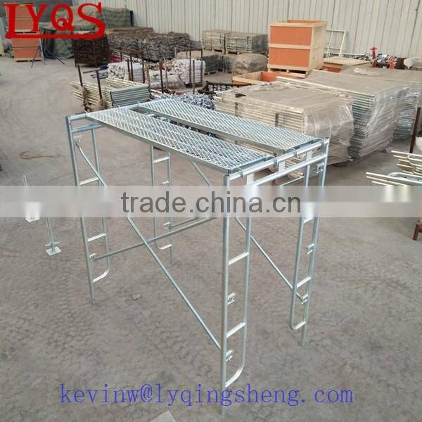 Steel tubular scaffolding walk-thru frames