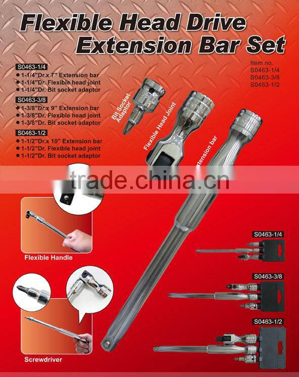 Flexible Head Drive Extension Bar Set
