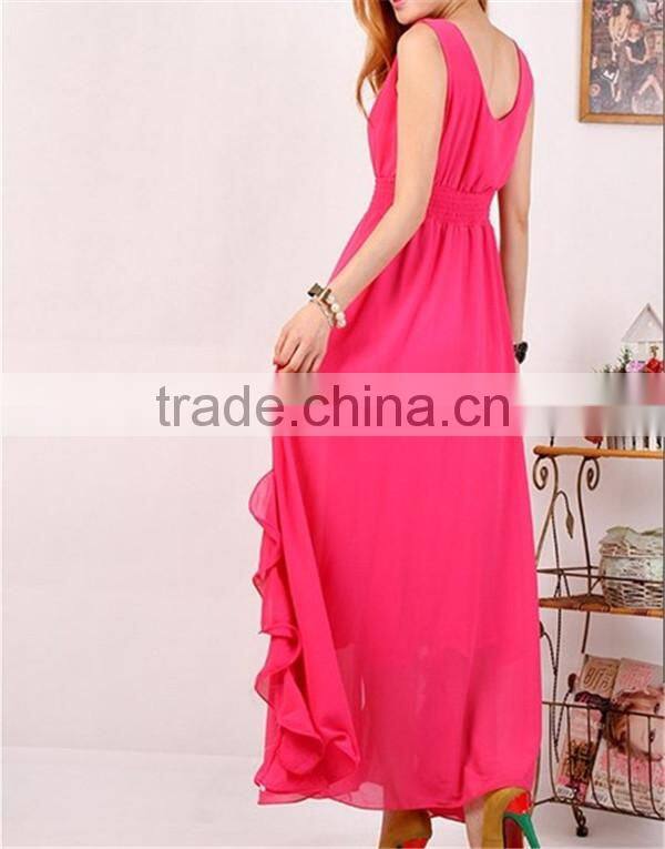Plain color V-neck chiffon dress designer thai chiffon evening dress chiffon dress
