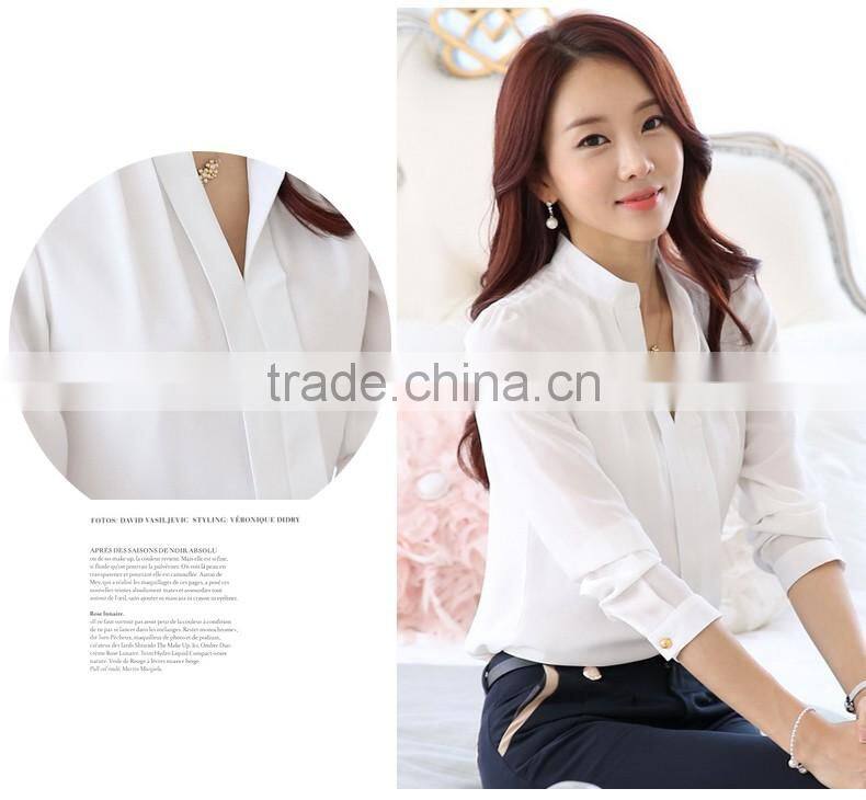 SZXX Tops Wholesale Womens Lady Elegant White V-Neck Shirts