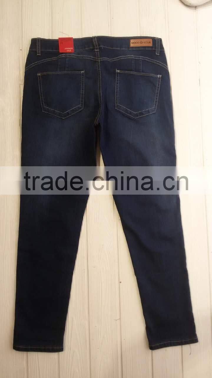 GZY Guangzhou stock lots slim fit narrow feet elastic jeans for lady