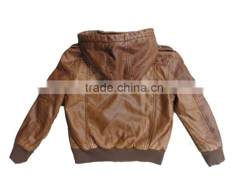 New style fashion boys leather jacket with hooded