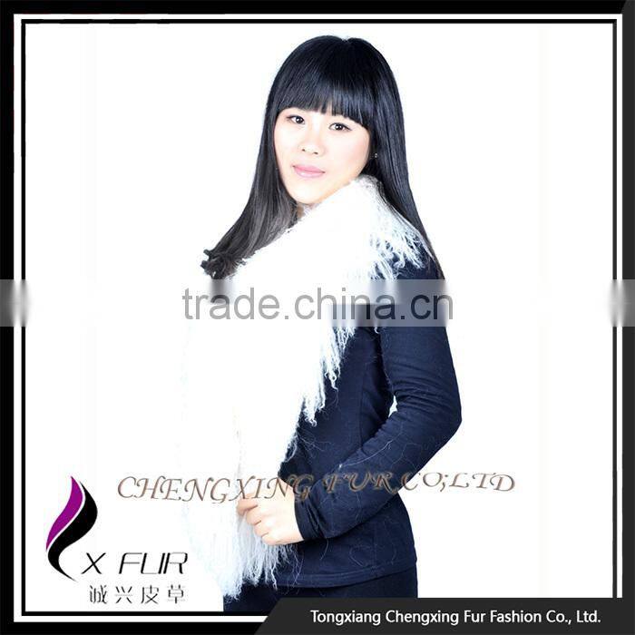 CX-S-02G High Quality Custom Fashion Wholesale Mongolian Lamb Fur Fashion Winter Scarf