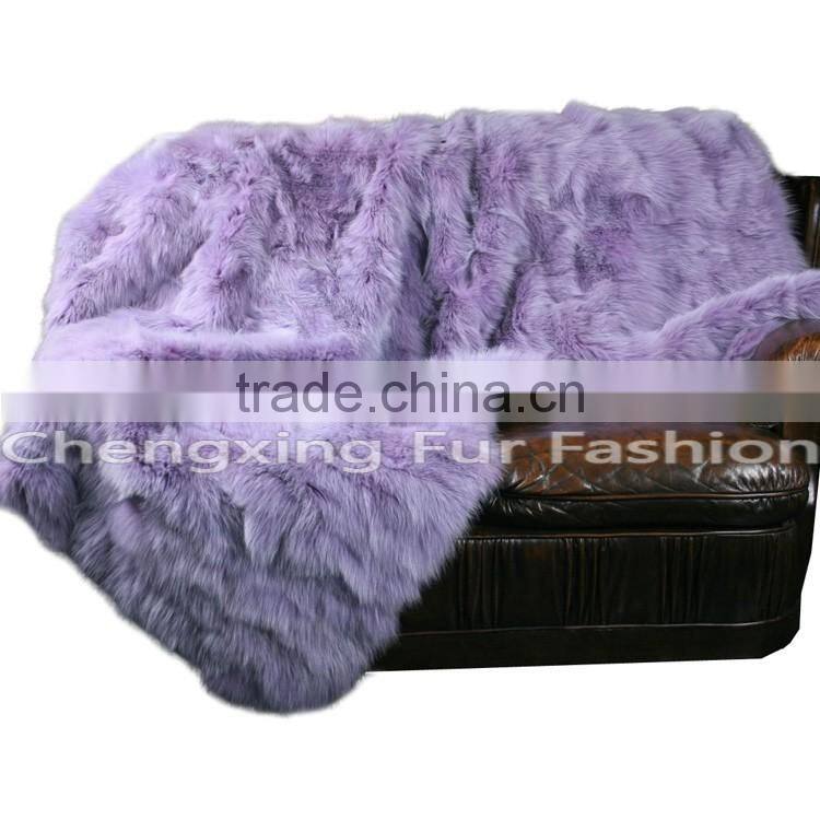 CX-D-123 Home Decora Patchwork Fox Fur Throw Blanket