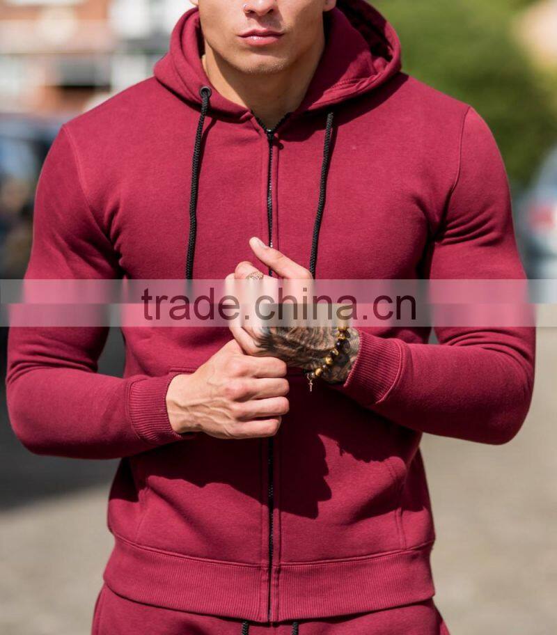latest design tracksuit for men/China custom cotton slim fit fleece plain tracksuit