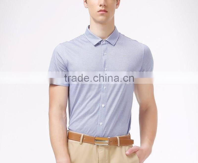 Mens fashion plaid casual shirts short sleeve OEM custom shirt cloth man