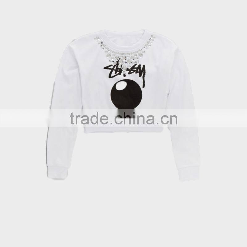 White Women Hoodies Dew navel Long sleeve sweater for women
