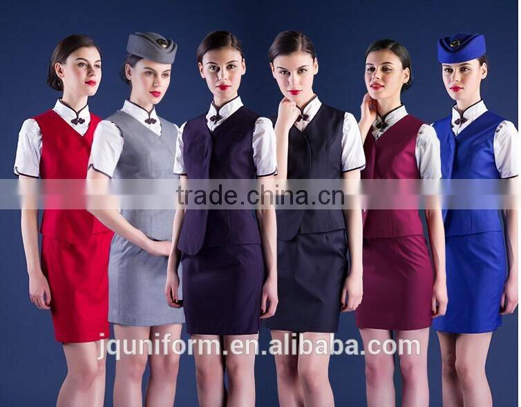 5 colours available chantilly and slim fit wholesale formal airline uniforms of women