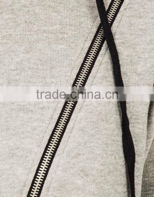 Asymmetrical hip hop hoodie side zipper