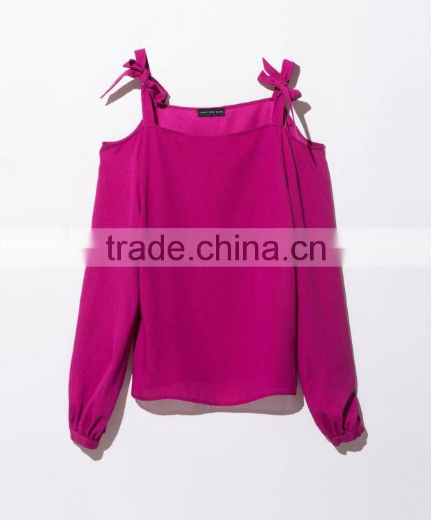 2017 Newest Summer Elegant Style Plain Cold Shoulder Blouse