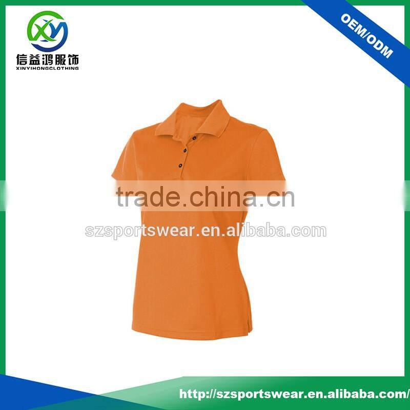 Latest Comfortable Orange Color 100 Combed Cotton Polo t Shirt For Women