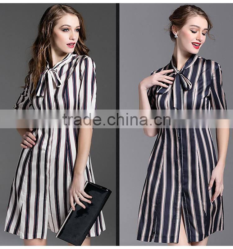 ladies promotion cheap spring summer big stripe fancy bulk plus size dresses shirt