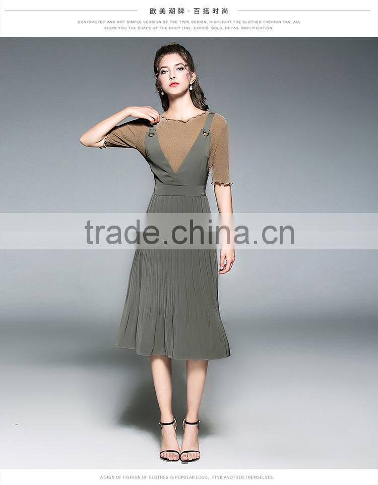 Dresses In Casual Dresses Deep V-Neck strapless high-waisted accordion pleated skit two pieces dresses